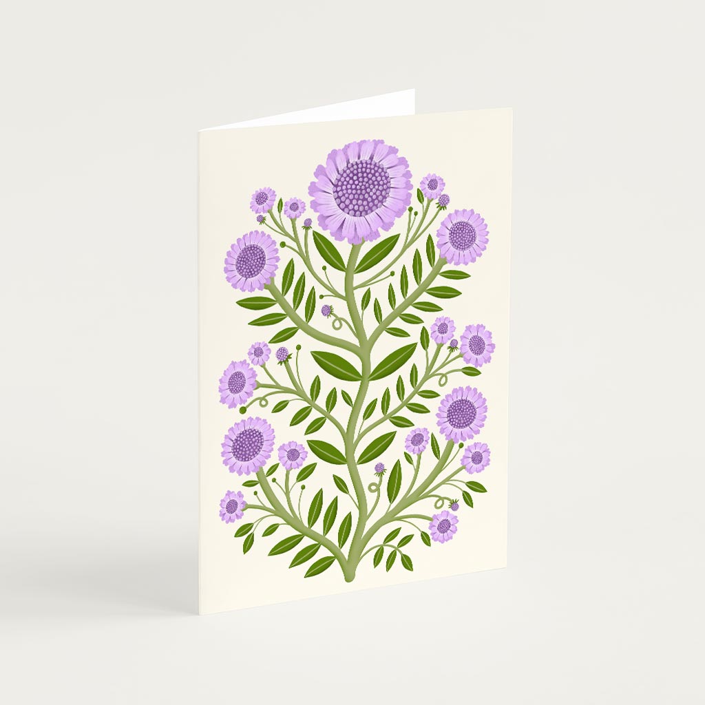 folk flowers greetings card