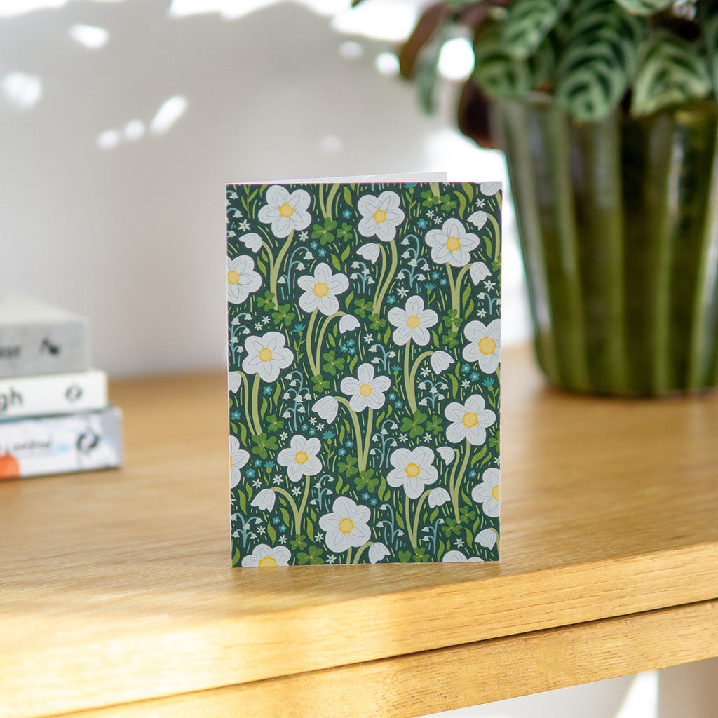 Dark Green Wildflowers Greetings Card