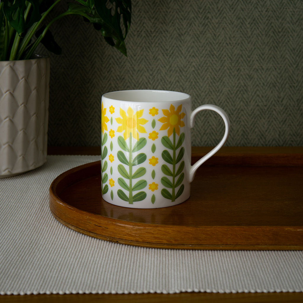 A Vintage style Green Mug with a mid century inspired design is perfect for your morning coffee.