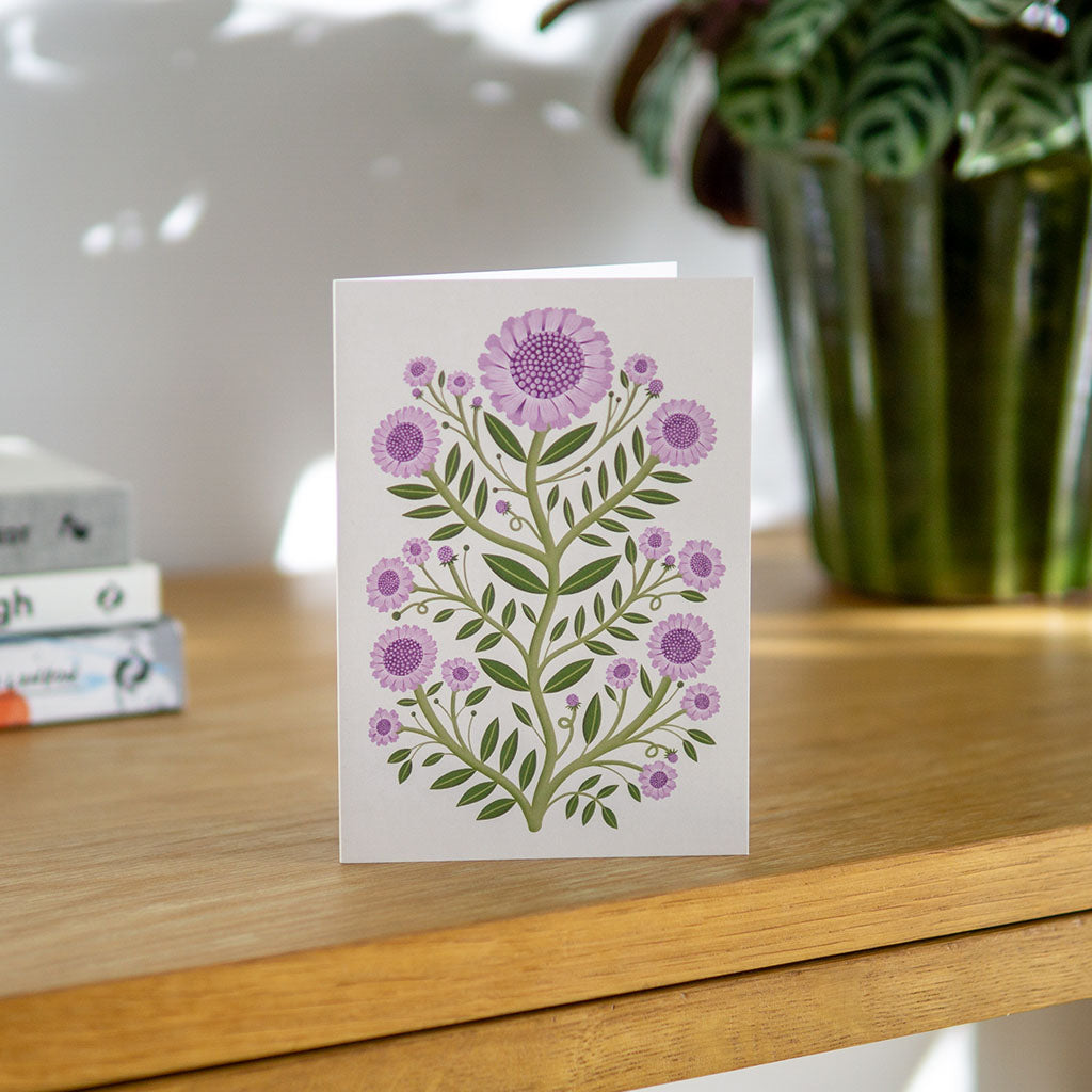 Small Scabious Flowers Greetings Card