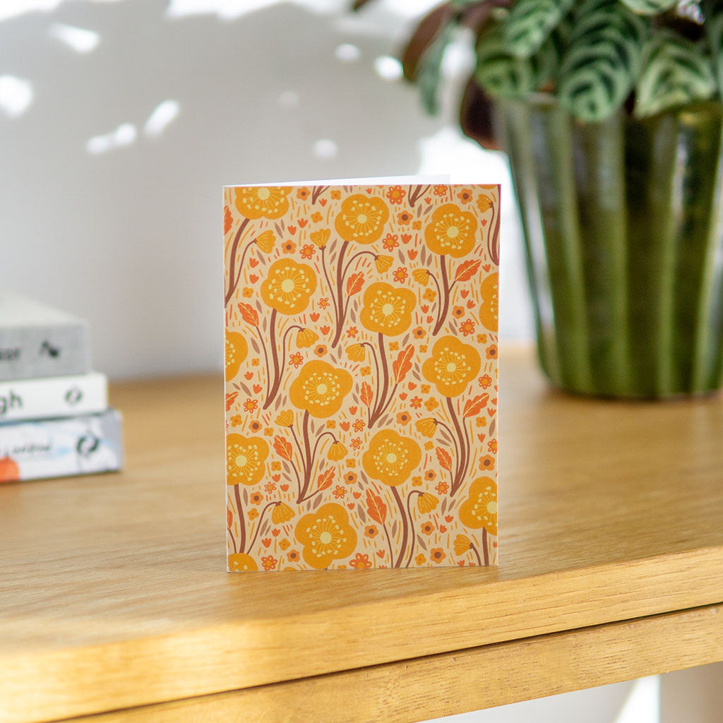 Orange Wildflowers Greetings Card