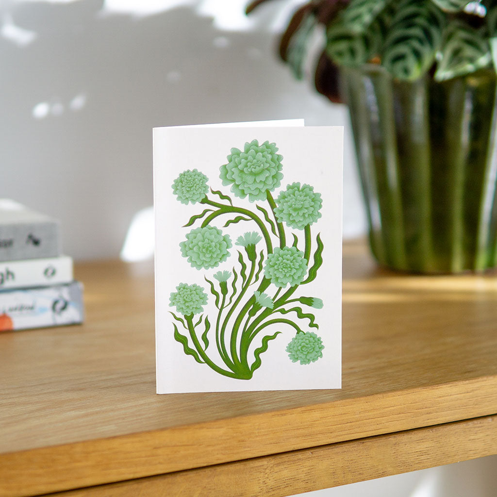 Green Carnations Greetings Card