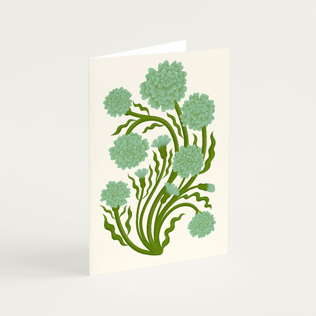 Green Carnations Greetings Card