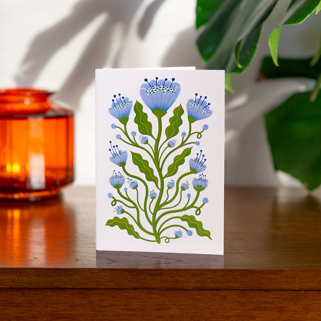 Blue Poppies Greetings Card