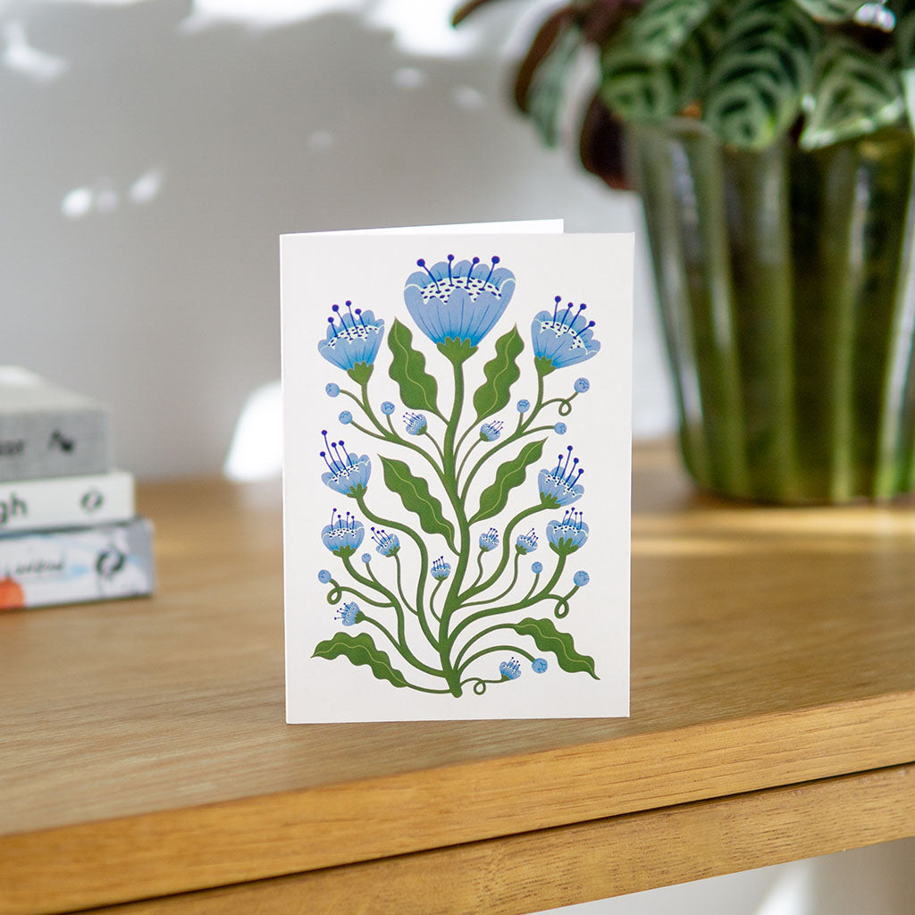 Blue Poppies Greetings Card