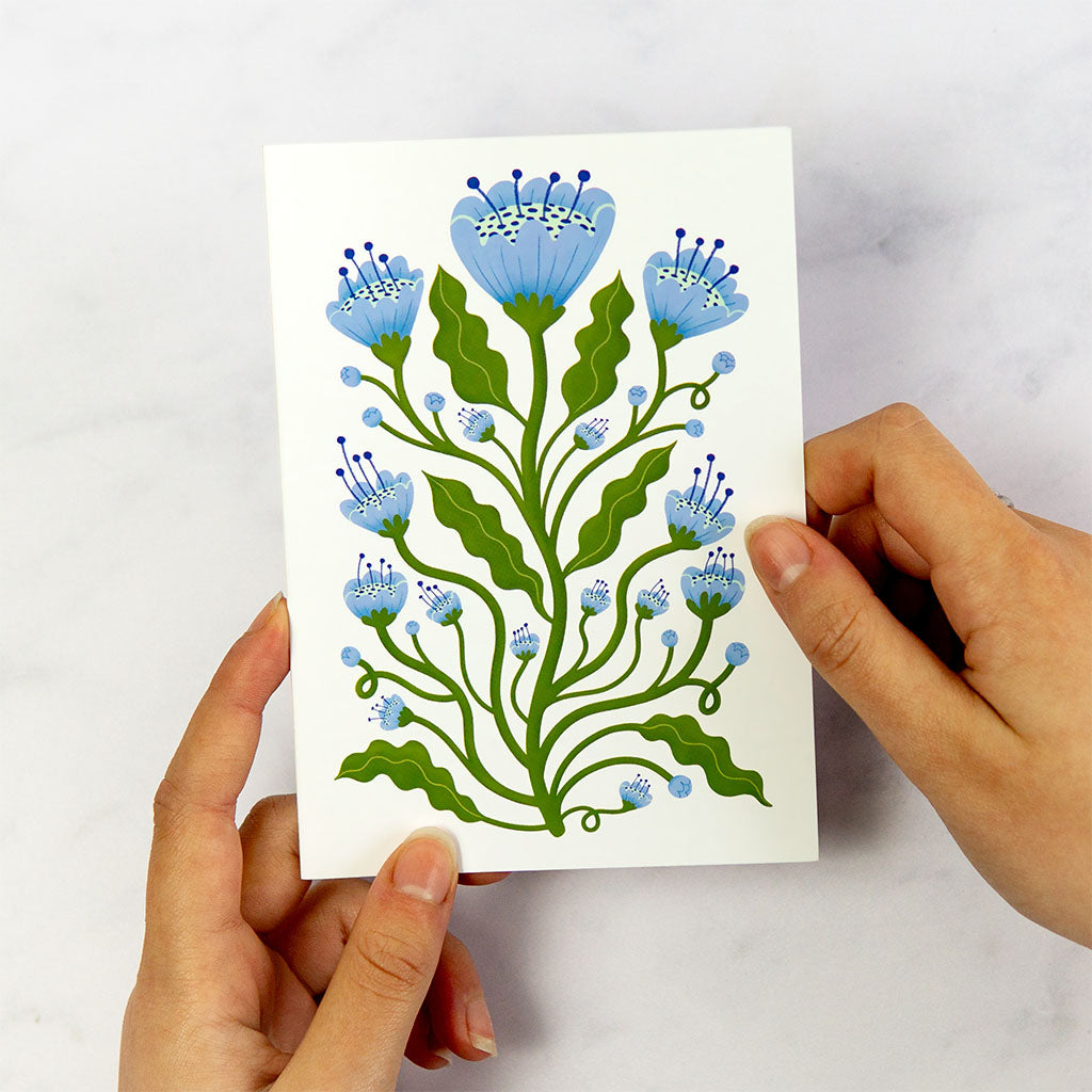 Blue Poppies Greetings Card