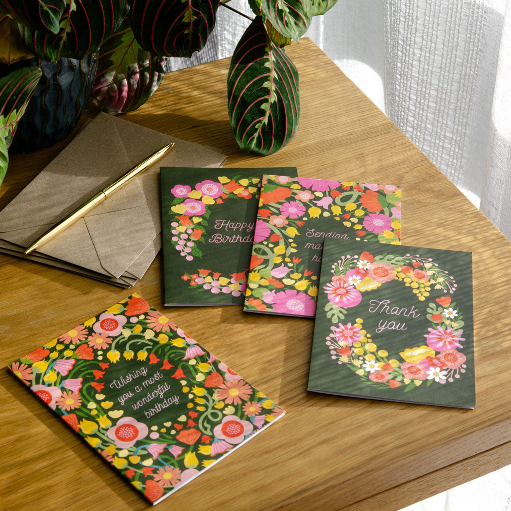 Vibrant Florals Greetings Card Set