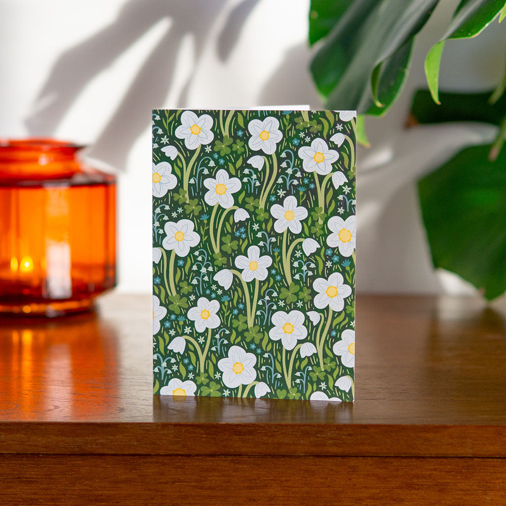 Dark Green Wildflowers Greetings Card