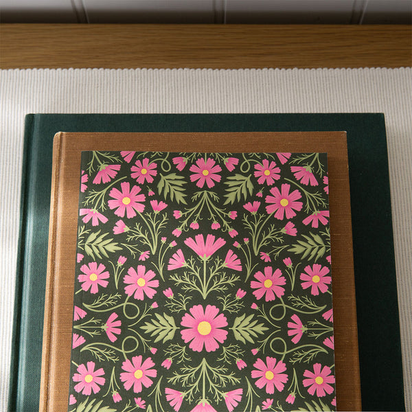 Illustrated Cosmos Flower Notebook with Vintage Style - Maz Leyden