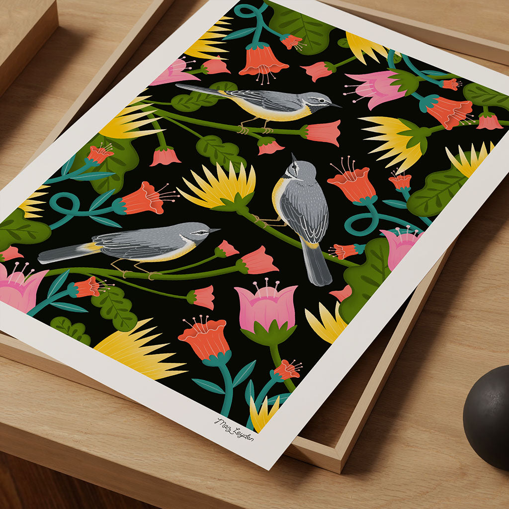 Grey Wagtails Art Print