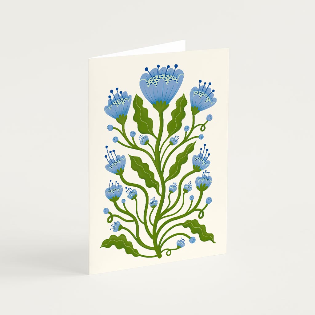blue poppies greetings card