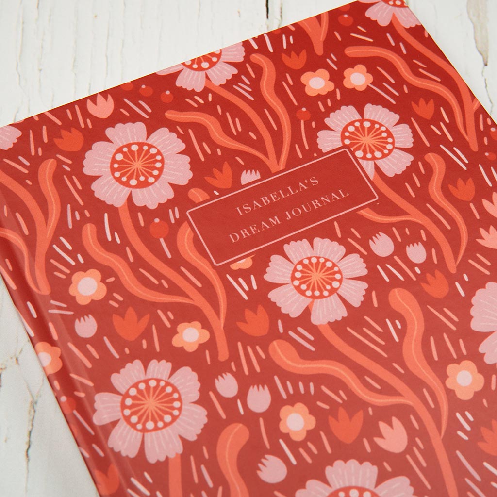 red floral notebook