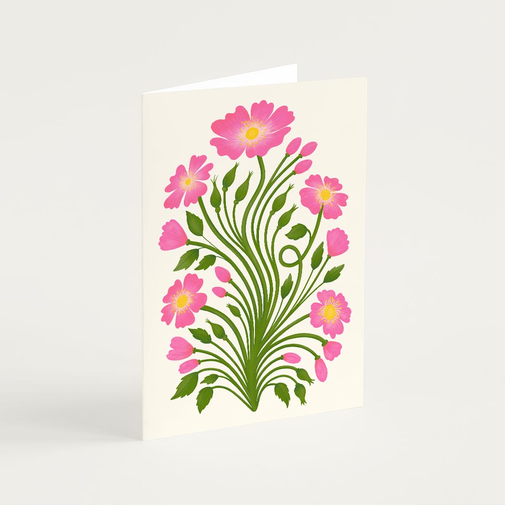 pink floral greetings card